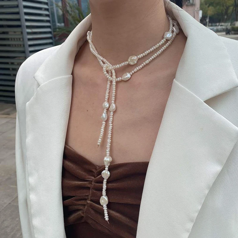 Fashion Jewelry Baroque Freshwater Pearl Sweater Chain Necklace Necklace Shaped Pearl Simple and Wild Personality
Fashion Jewelry Baroque Freshwater Pearl Sweater Chain Necklace Necklace Shaped Pearl Simple and Wild Personality