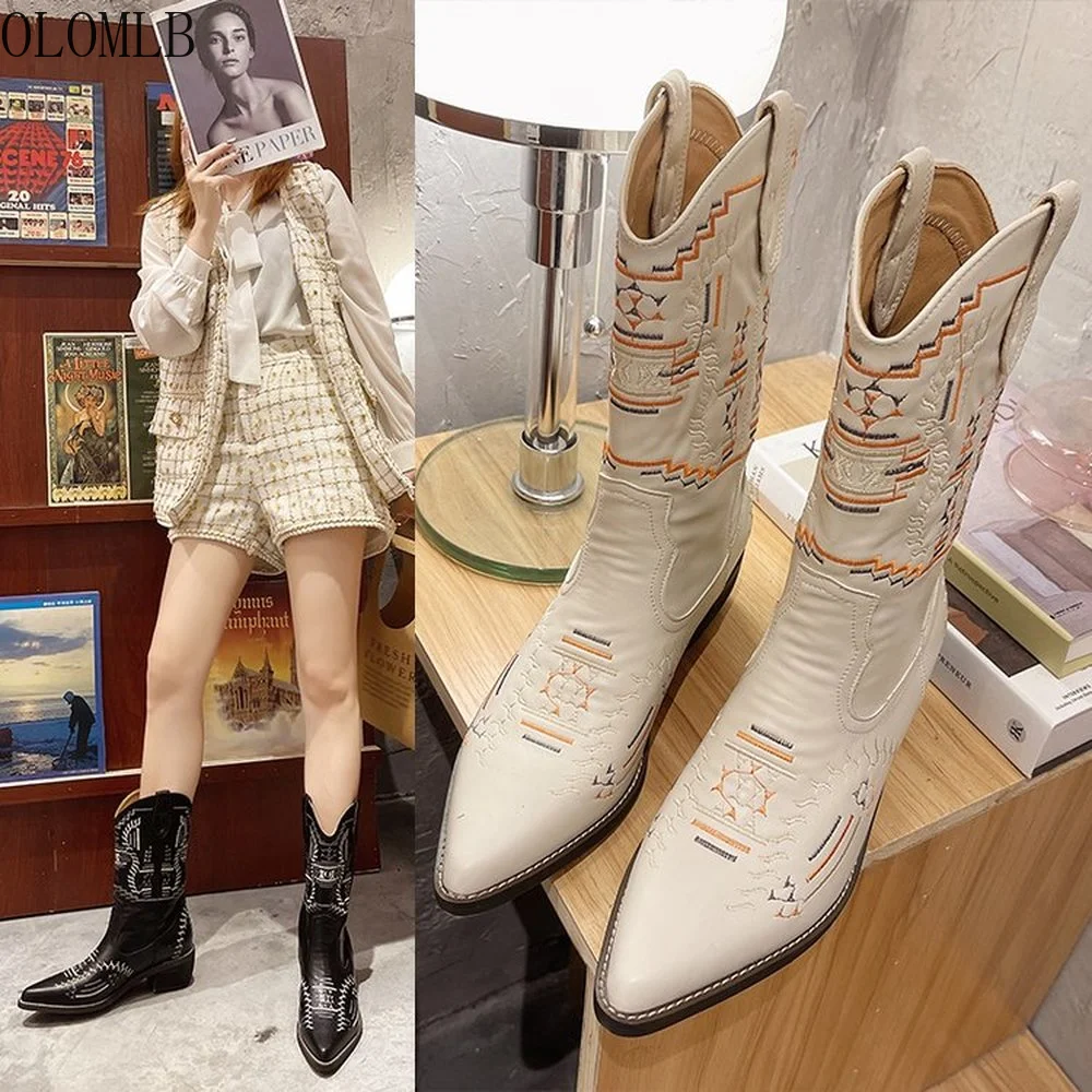 Cowgirl Boots Chunky Botas Mujer Brand Designer Cowboy Boots Embroider Casual Shoes Cossack Retro Booties leather boots women
Cowgirl Boots Chunky Botas Mujer Brand Designer Cowboy Boots Embroider Casual Shoes Cossack Retro Booties leather boots women