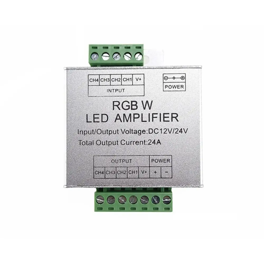 24A LED RGBW Amplifier DC12 - 24V 4 Channel Output RGBW LED Strip Power Repeater Console Controller
24A LED RGBW Amplifier DC12 - 24V 4 Channel Output RGBW LED Strip Power Repeater Console Controller