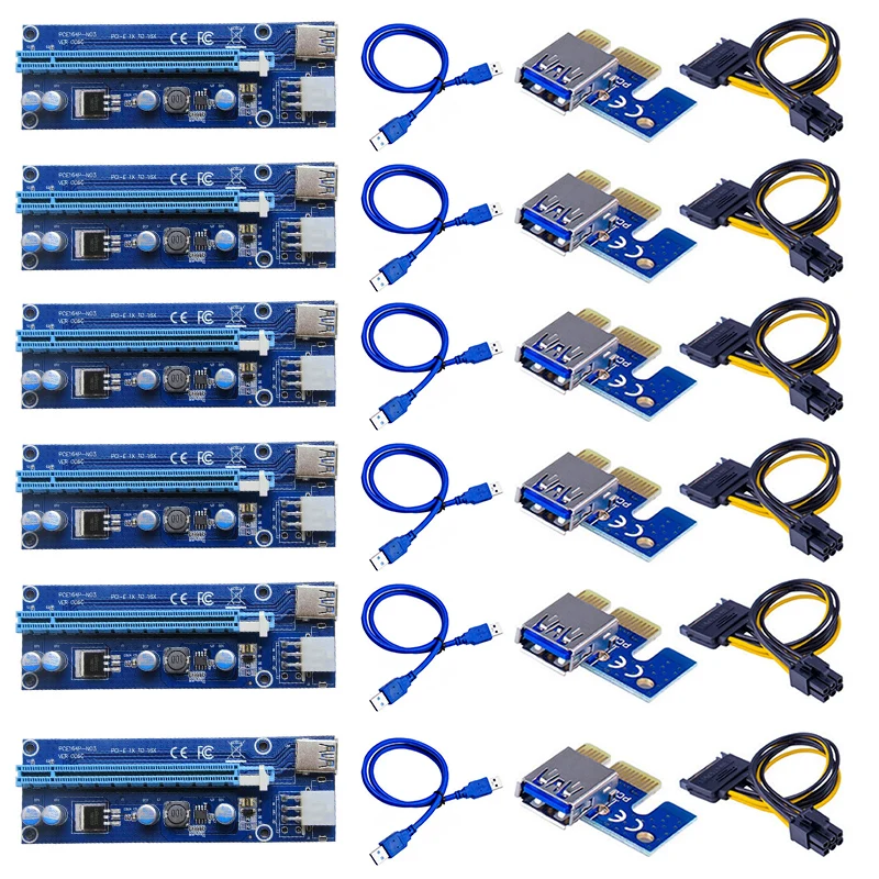 6 pieces VER006C USB 3.0 PCI-E Riser VER 009S Express 1X 4x 8x 16x Extender Riser Adapter Card SATA 15pin to 6 pin Power Cable
6 pieces VER006C USB 3.0 PCI-E Riser VER 009S Express 1X 4x 8x 16x Extender Riser Adapter Card SATA 15pin to 6 pin Power Cable