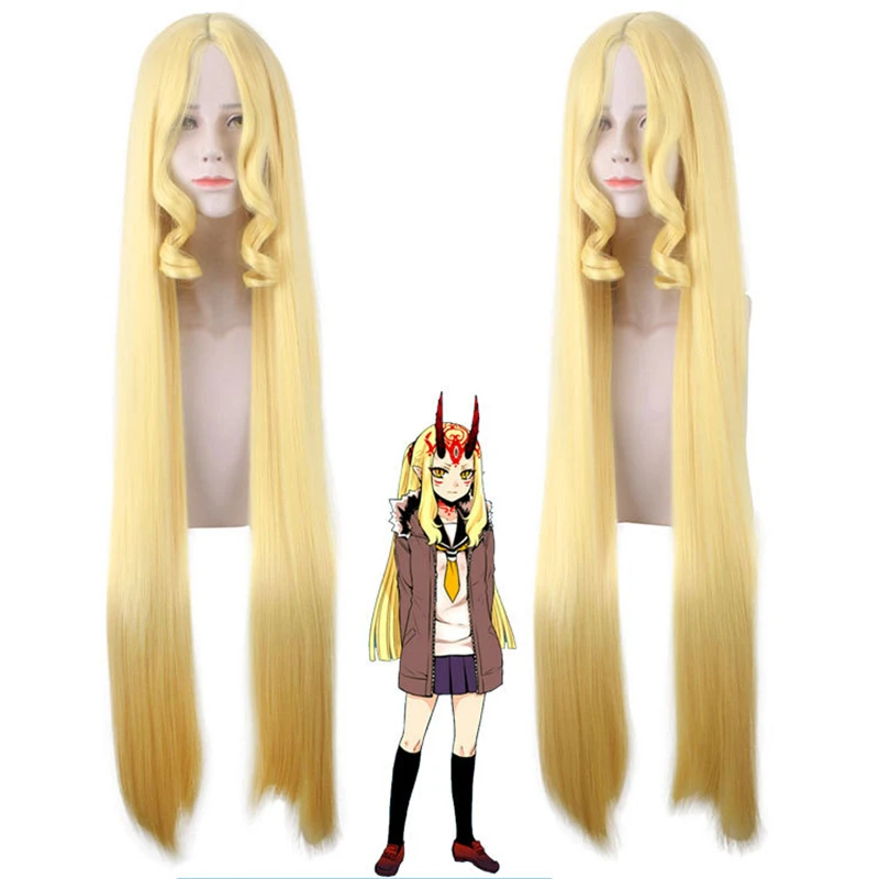 

Game FGO Fate Grand Order Cosplay wigs Ibaraki Douji Wig 100cm yellow Synthetic Hair Halloween Cosplay Ibaraki wig + wig cap