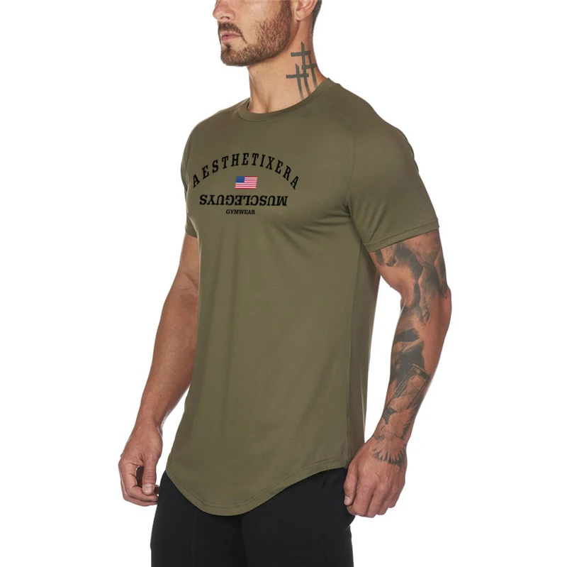Футболка для бега Мужская Сетчатая футболка компрессионные футболки с коротким