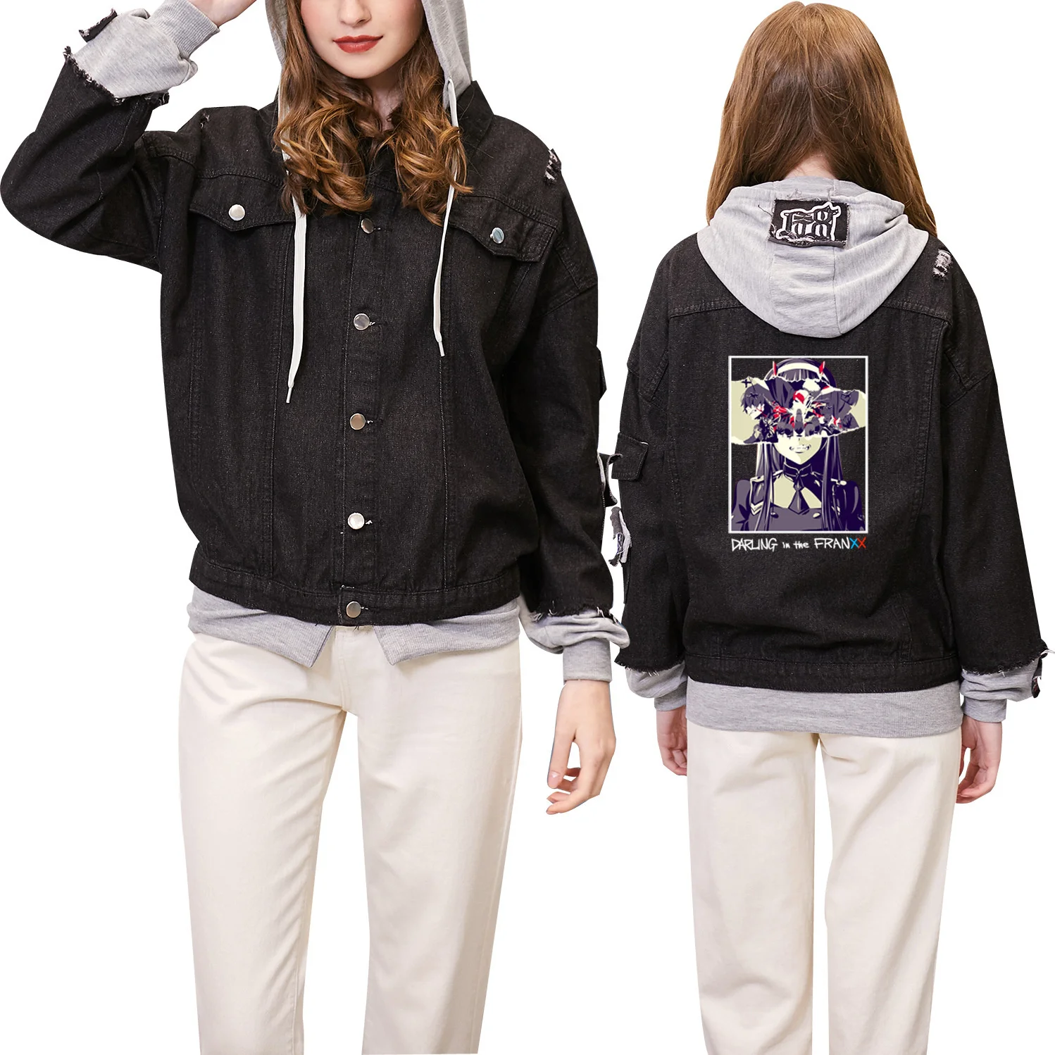 Zero Two Denim Jacket Anime Cosplay Darling In The Franxx Unisex Oversized Hoodies Hooded Button-up Black Streetwear Sweatshirts
Zero Two Denim Jacket Anime Cosplay Darling In The Franxx Unisex Oversized Hoodies Hooded Button-up Black Streetwear Sweatshirts