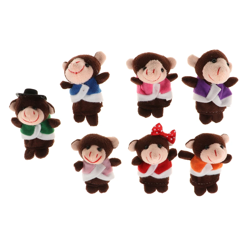 

7pcs Monkeys Animal Finger Puppets Soft Plush Dolls Props Toys for Story Telling