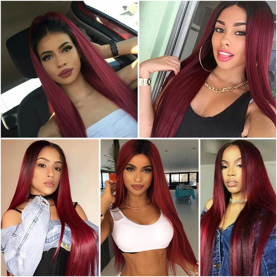 Burgundy Bundles With Closure Straight Hair Bundles With Closure Brazilian Hair Weave Bundles Non-Remy Red Hair Bundle T1B/99J
Burgundy Bundles With Closure Straight Hair Bundles With Closure Brazilian Hair Weave Bundles Non-Remy Red Hair Bundle T1B/99J