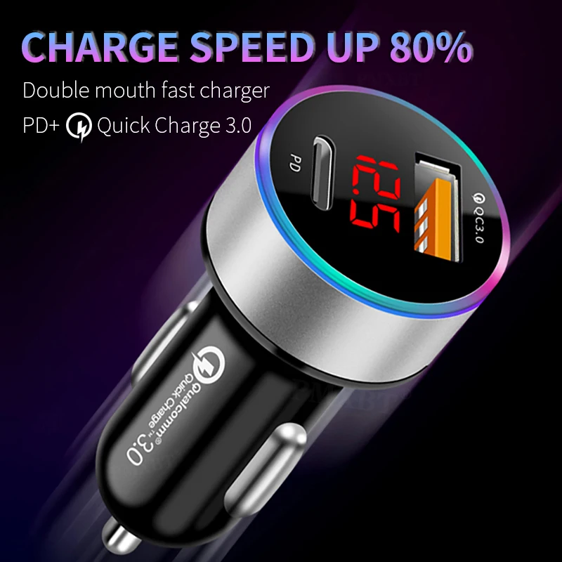 Автомобильное зарядное устройство PMXBT быстрая зарядка 3 0 USB для iPhone 11Pro Xiaomi Samsung