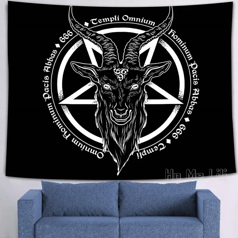 Козья Гобеленовая пентаграмма Baphomet настенная вешалка оккультная сатана Декор -