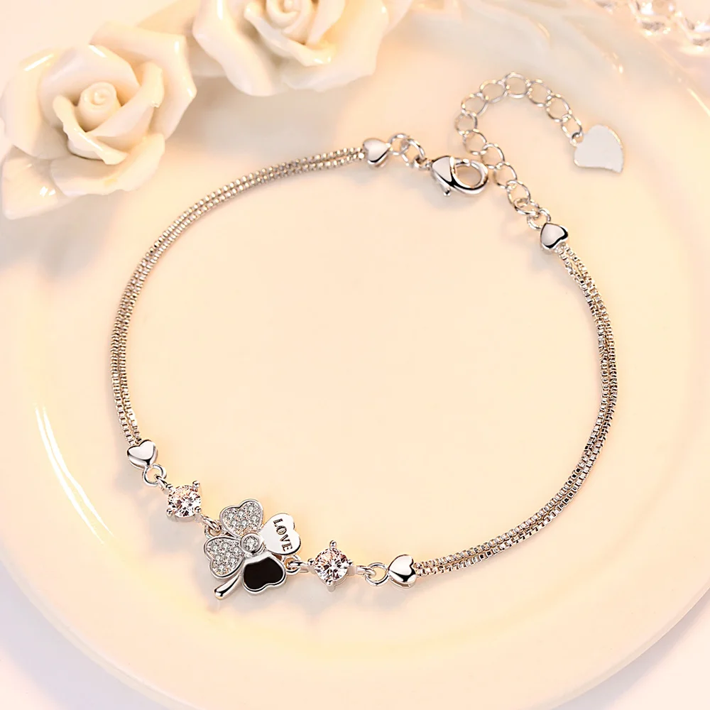 Lyangyi adjustable fashion 925 Sterling Silver Lucky Bead Charm Bracelet women's Clover Bracelet zircon jewelry women's jewelry
Lyangyi adjustable fashion 925 Sterling Silver Lucky Bead Charm Bracelet women's Clover Bracelet zircon jewelry women's jewelry
