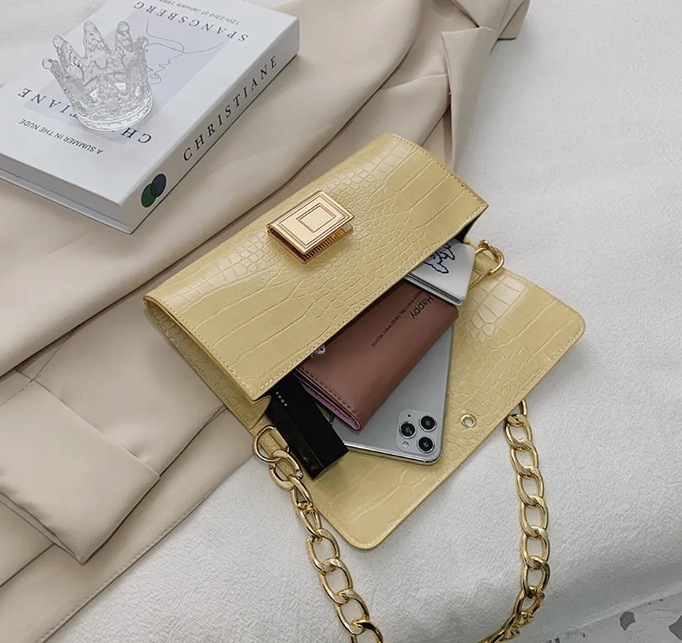 Crocodile Pattern Baguette Bag Women 2021 Solid Color PU Leather Crossbody Bags Ladies Luxury Handbags Single Chains Strap Totes
Crocodile Pattern Baguette Bag Women 2021 Solid Color PU Leather Crossbody Bags Ladies Luxury Handbags Single Chains Strap Totes