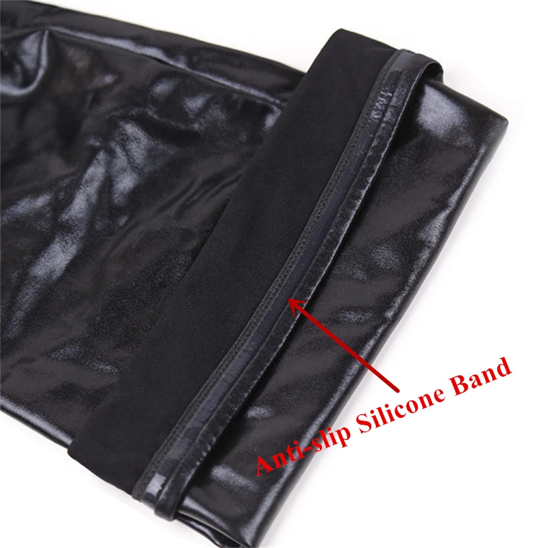 Силиконовые Чулки S-XXL черные с молнией сзади латексные кожаные чулки | Женская
