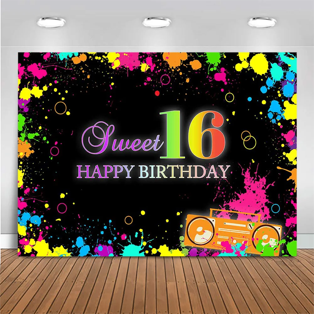 Mocsicka Sweet 16 Backdrop Girl 16th Birthday Background Photography Glow Neon Party Decoration Graffiti Backdrops Photoshoot
Mocsicka Sweet 16 Backdrop Girl 16th Birthday Background Photography Glow Neon Party Decoration Graffiti Backdrops Photoshoot