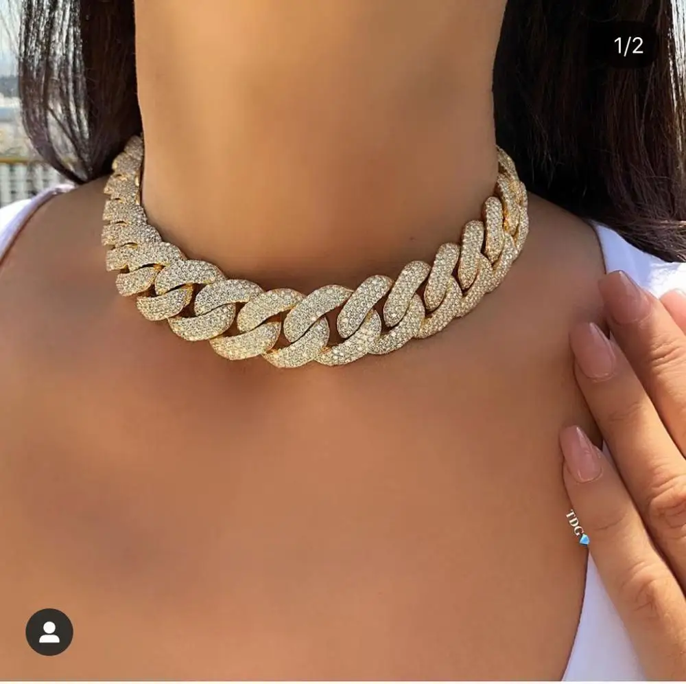 big white gold-color Cuban Link Chain Choker Necklace adjust Women Punk Hiphop Rock Jewellery
big white gold-color Cuban Link Chain Choker Necklace adjust Women Punk Hiphop Rock Jewellery