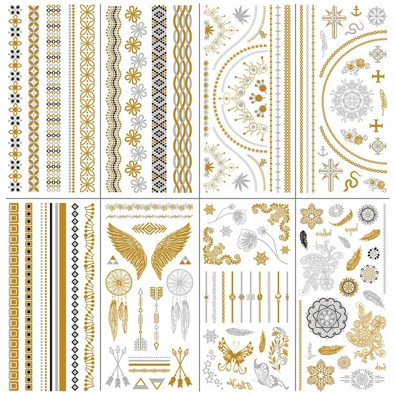 1PC Summer Style Men Women Body Art Gold Metallic Tattoo Sticker Y01 Bracelet Fake Jewelry Waterproof Temporary Tattoo
1PC Summer Style Men Women Body Art Gold Metallic Tattoo Sticker Y01 Bracelet Fake Jewelry Waterproof Temporary Tattoo