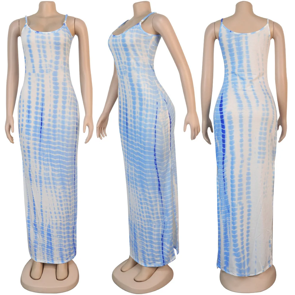 Women Bohemian Long Dress Spaghetti Strap Summer Tie Dyeing Print Side Split Vestidos Vintage Female Sleeveless Bodycon Dresses
Women Bohemian Long Dress Spaghetti Strap Summer Tie Dyeing Print Side Split Vestidos Vintage Female Sleeveless Bodycon Dresses