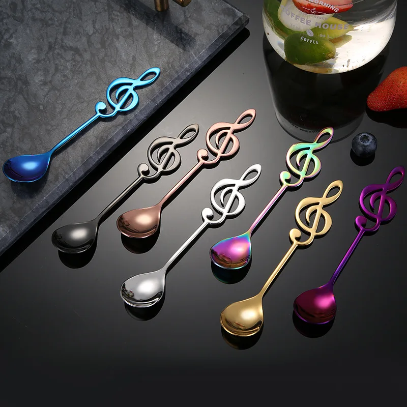 7 Color Stainless Steel Coffee Scoop Musical Notes Shape Dessert Spoon Food Grade Ice Cream Candy Teaspoon Kitchen Tableware New
7 Color Stainless Steel Coffee Scoop Musical Notes Shape Dessert Spoon Food Grade Ice Cream Candy Teaspoon Kitchen Tableware New