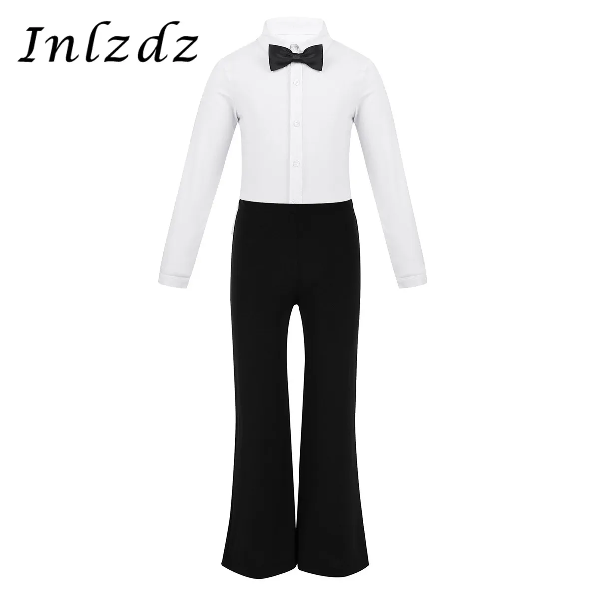 Kids Boys Ballroom Jazz Dance Tuxedo Costumes Outfit Lapel Bowtie Romper Shirt Leotard Bodysuit with Boot Cut Pants Trousers
Kids Boys Ballroom Jazz Dance Tuxedo Costumes Outfit Lapel Bowtie Romper Shirt Leotard Bodysuit with Boot Cut Pants Trousers