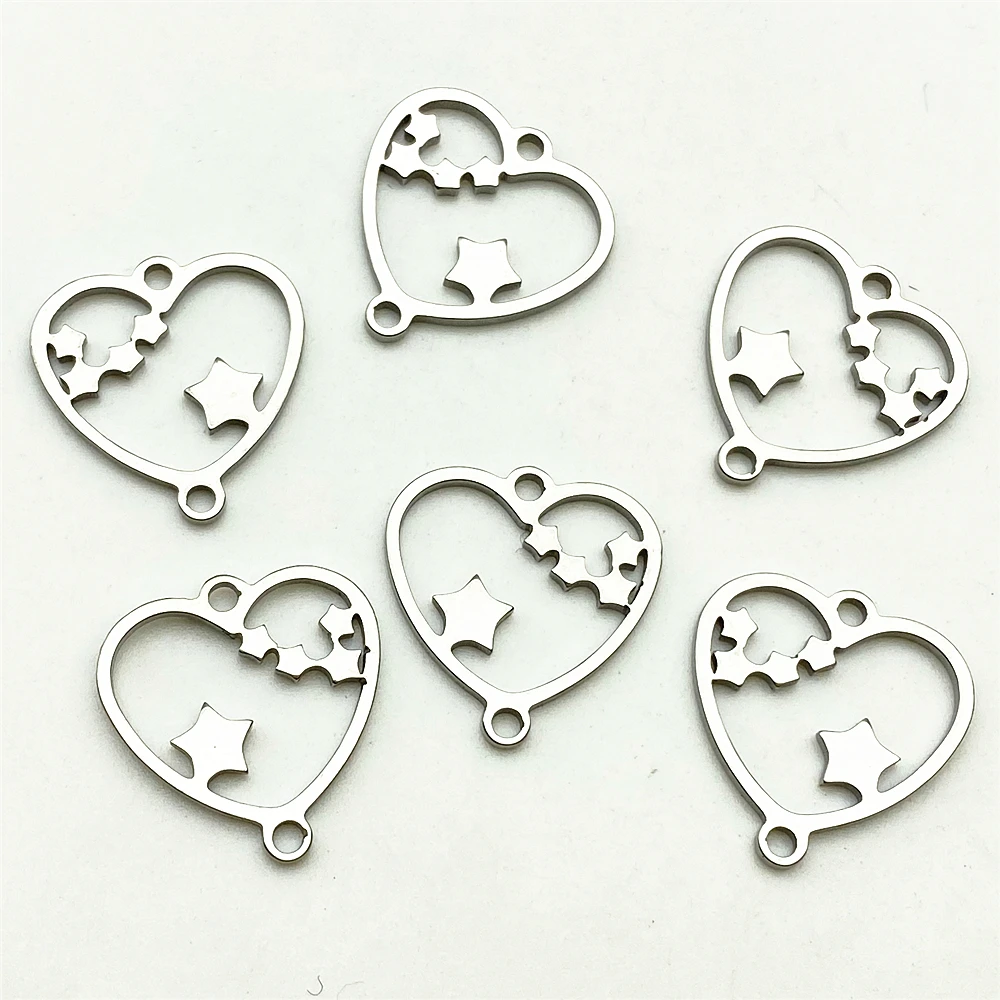 6Pcs 14*14mm Hollow Peach Heart Charm Stars Stainless steel Never Fade Diy Jewelry Necklace Connectors Making
6Pcs 14*14mm Hollow Peach Heart Charm Stars Stainless steel Never Fade Diy Jewelry Necklace Connectors Making