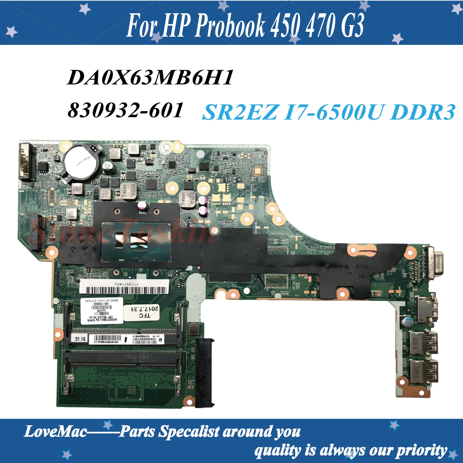 Высококачественная материнская плата 830932-601 для ноутбука HP Probook 450 470 G3 830932-601 DA0X63MB6H1 SR2EZ I7-6500U DDR3L 100% протестирована
Высококачественная материнская плата 830932-601 для ноутбука HP Probook 450 470 G3 830932-601 DA0X63MB6H1 SR2EZ I7-6500U DDR3L 100% протестирована