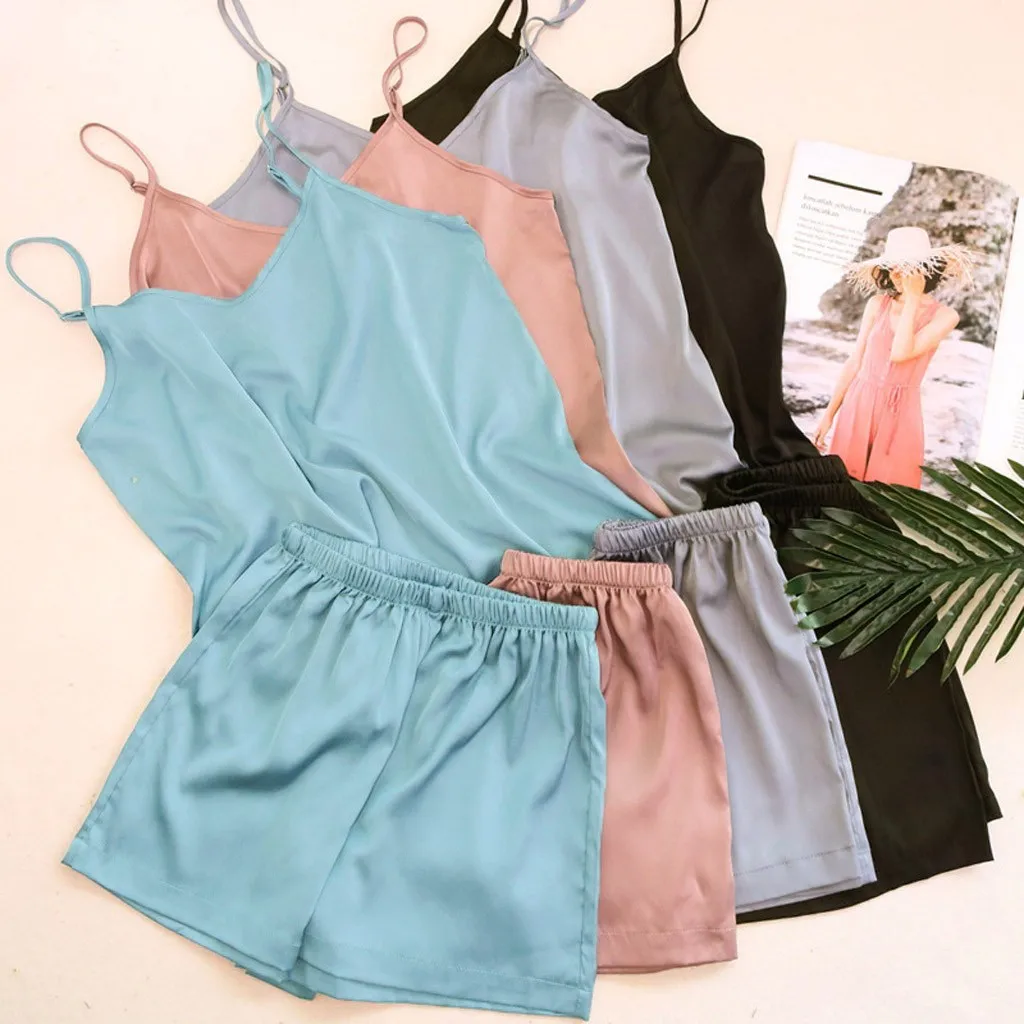 Pajamas Pants Set V Neck Sleeveless Bra Shorts Sexy Satin Silk Sling S-XL Size Underwear Pajamas for Women Casual Pijama Mujer
Pajamas Pants Set V Neck Sleeveless Bra Shorts Sexy Satin Silk Sling S-XL Size Underwear Pajamas for Women Casual Pijama Mujer