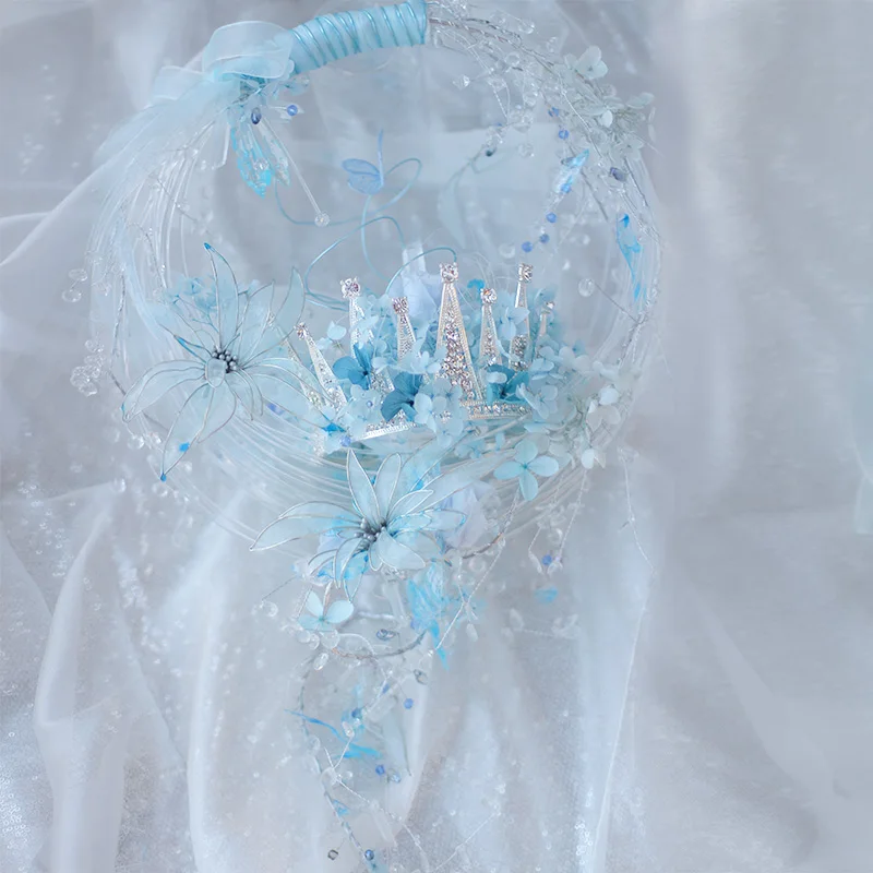 blue jewelry flower Garland bouquet,crown style hand basket wedding bride holding flowers, crystal Pearl and blue Artificial Flo
blue jewelry flower Garland bouquet,crown style hand basket wedding bride holding flowers, crystal Pearl and blue Artificial Flo