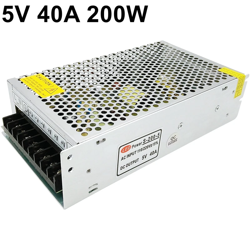 

Lighting Transformer 5V 40A 200W Switching Power Supply 110V 220V AC To DC Source Driver For Led Display Strip Light