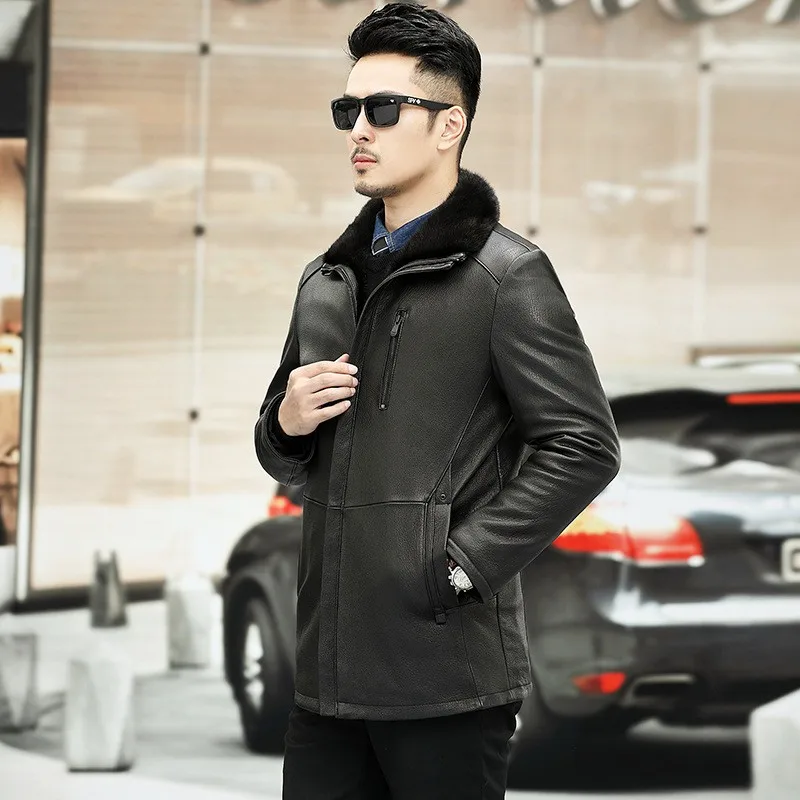 Mens Business Casual Genuine Leather Jacket Winter Lapel Zipper Thick Warm Wool Liner Overcoat High Quality Men Sheepskin Coat
Mens Business Casual Genuine Leather Jacket Winter Lapel Zipper Thick Warm Wool Liner Overcoat High Quality Men Sheepskin Coat