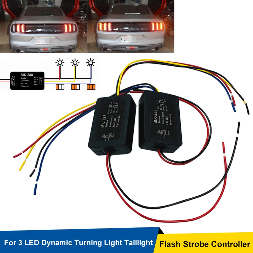 Strobe Controller Flasher Module 2Pcs Universal 12V MK-288 Flash Cntrolleor For 3 LED Dynamic Turning Light Taillight Control
Strobe Controller Flasher Module 2Pcs Universal 12V MK-288 Flash Cntrolleor For 3 LED Dynamic Turning Light Taillight Control