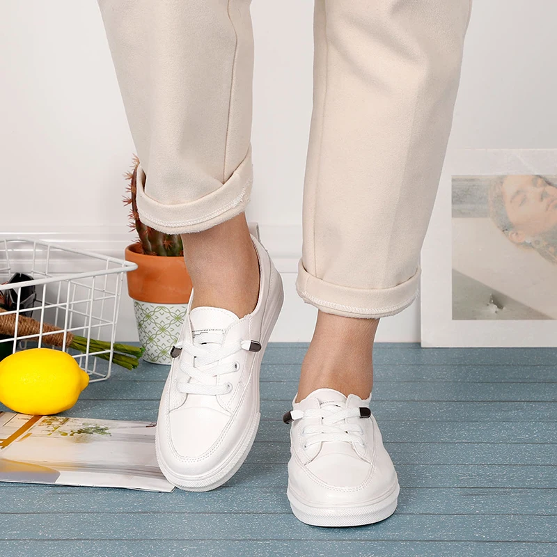 Women White Flats Pu Soft Leather Sneakers Canvas Loafers Comfort Lace Up Casual Spring Woman Vulcanized Shoes Summer Mocassins
Women White Flats Pu Soft Leather Sneakers Canvas Loafers Comfort Lace Up Casual Spring Woman Vulcanized Shoes Summer Mocassins