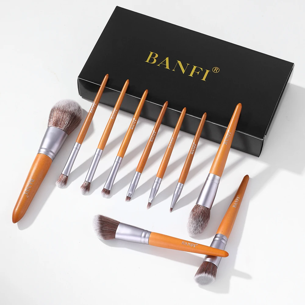 BANFI 10 pcs Wood color Makeup Brushe foundation brush set Eye Shadow Concealer Blusher Can shadow Suitable for drawing
BANFI 10 pcs Wood color Makeup Brushe foundation brush set Eye Shadow Concealer Blusher Can shadow Suitable for drawing