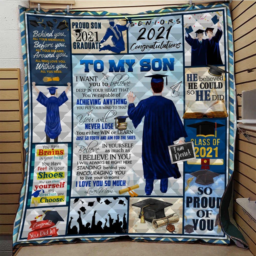 2021 Letter to My Son Graduation Senior Quilt Blanket Bedding Throw Soft Warm Blanket With Cotton All Season Quilt
2021 Letter to My Son Graduation Senior Quilt Blanket Bedding Throw Soft Warm Blanket With Cotton All Season Quilt