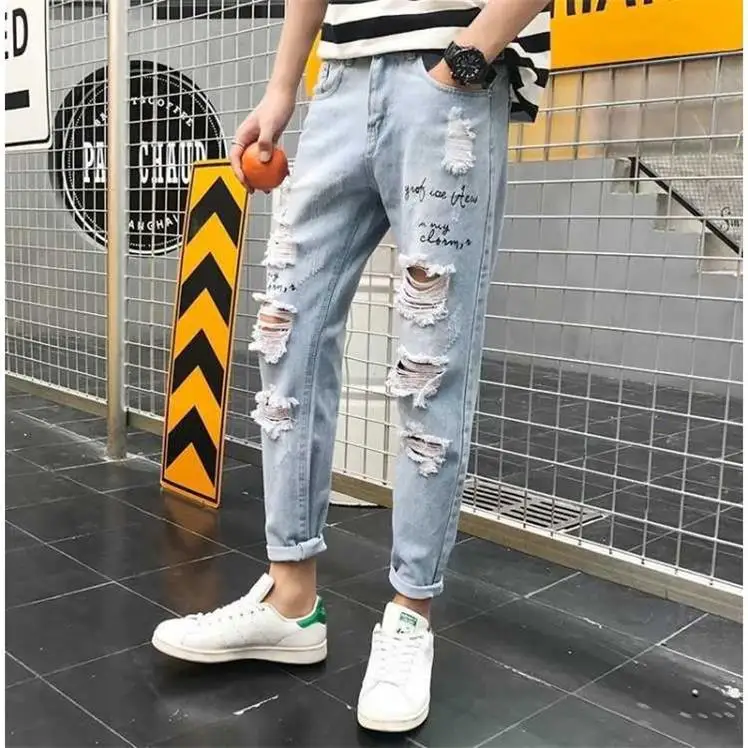 Jeans men's Korean spring and summer holed Jeans Straight pencil pants men's jeans pants punk pants ripped jeans for men HIP HOP
Jeans men's Korean spring and summer holed Jeans Straight pencil pants men's jeans pants punk pants ripped jeans for men HIP HOP