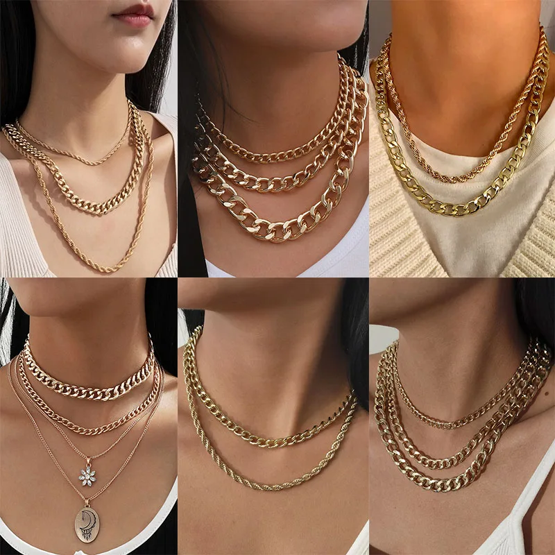 Multilayer Clavicle Chain Women's Punk Rock Twisted Golden Asymmetric Chunky Thick Cuban Necklace Party Fashion Glamour Jewelry
Multilayer Clavicle Chain Women's Punk Rock Twisted Golden Asymmetric Chunky Thick Cuban Necklace Party Fashion Glamour Jewelry