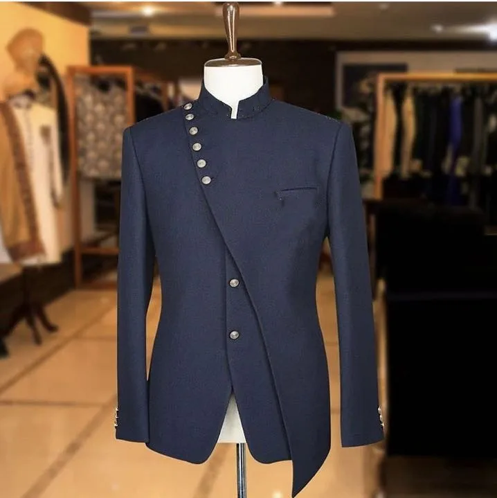 Inregular Design Navy Blue Men Suits Wedding Grooms Tuxedos 2 Pieces Formal Blazer Two Buttons Prom Suit (Jacket+Pants)
Inregular Design Navy Blue Men Suits Wedding Grooms Tuxedos 2 Pieces Formal Blazer Two Buttons Prom Suit (Jacket+Pants)