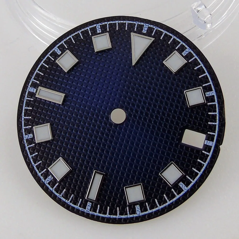 

29mm Blue Sterile Watch Dial Faces Fit For NH35 NH35A Movement Luminous Date Window