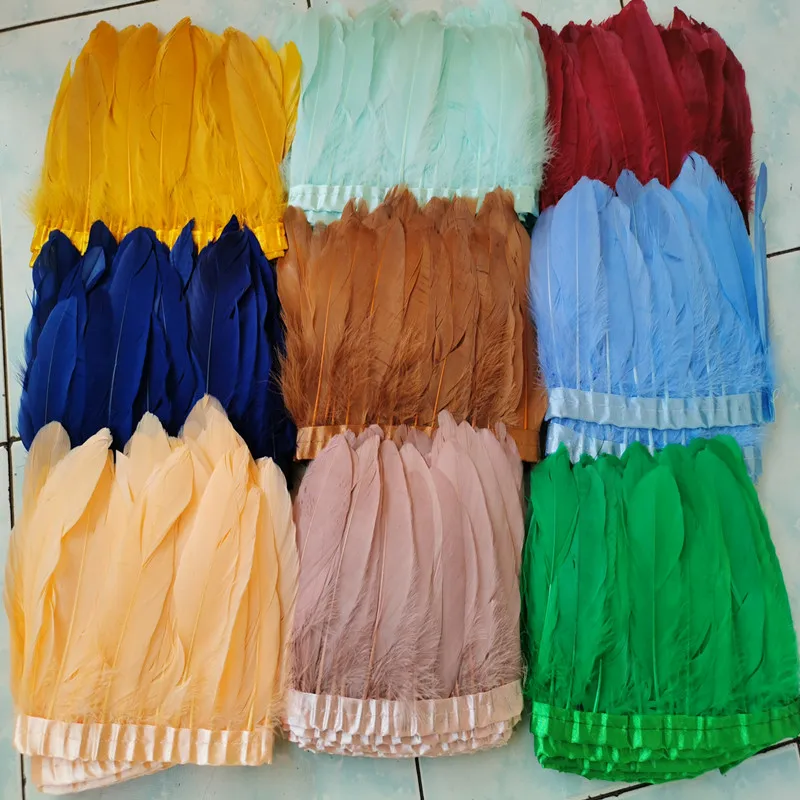 Wholesale 10Yards High Quality Natural Goose Feather Trim Fringe 13-18cm Dyed Goose Feather Ribbon Dress/Skirt DIY Accessories
Wholesale 10Yards High Quality Natural Goose Feather Trim Fringe 13-18cm Dyed Goose Feather Ribbon Dress/Skirt DIY Accessories