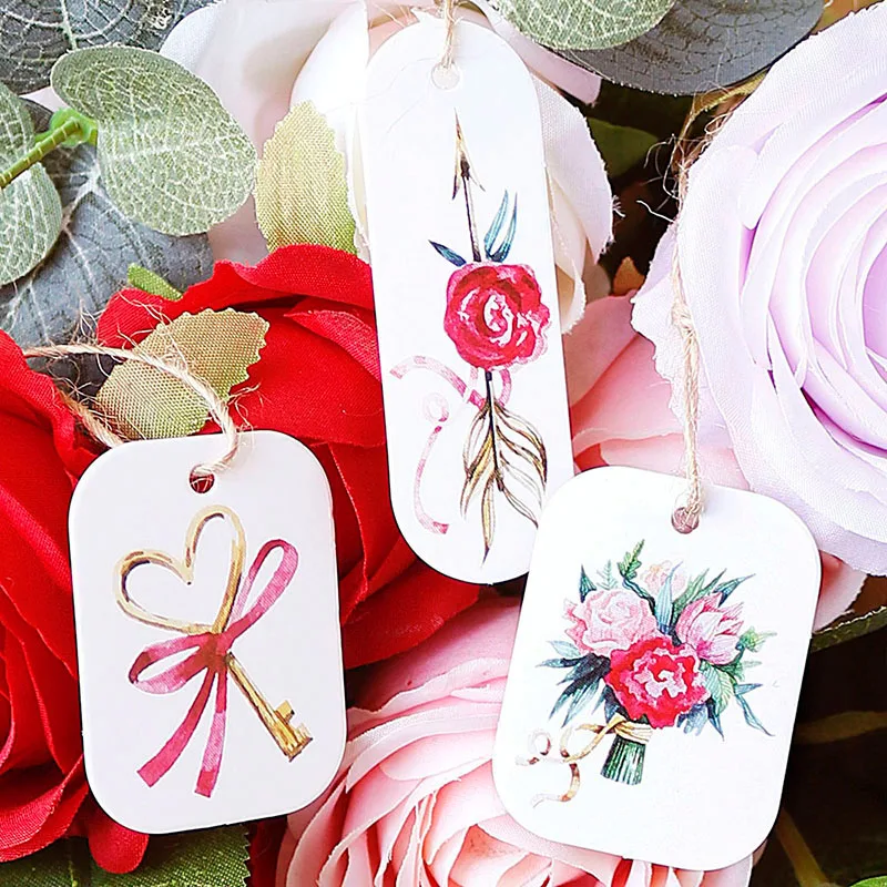 50pcs Cute Flower White Paper Bookmarks Wedding Party Decoration Gift Tags Creative Hang Stationery Supplies | Канцтовары для офиса