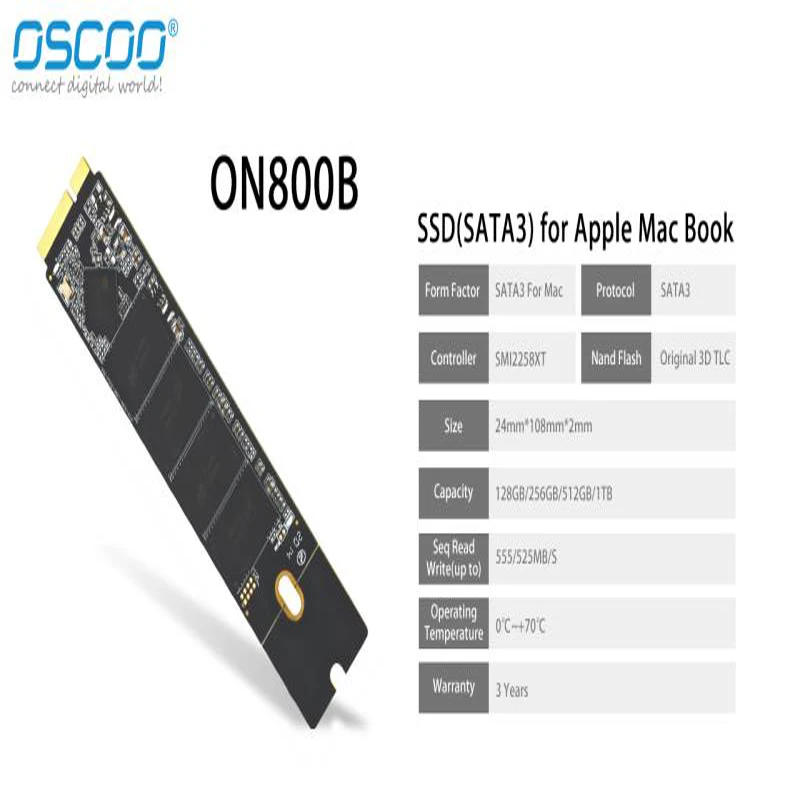 Жесткий диск Oscoo 3D TLC SSD SATA3 120 ГБ 240 500 Гб ТБ для Macbook 2012Air A1465 A1466 2012Pro A1398 A1425 Apple macbook |