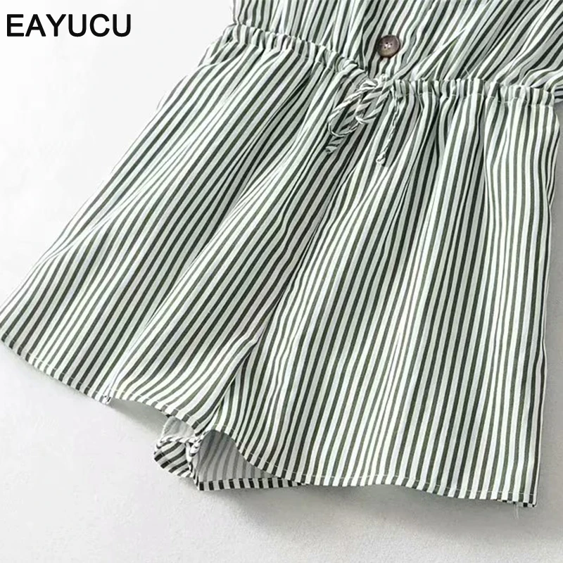 EAYUCU Casual Striped Buttons Strap Women Playsuits 2020 Summer Sexy Backless High Waist Female Jumpsuits Chic Streetwear EJ012
EAYUCU Casual Striped Buttons Strap Women Playsuits 2020 Summer Sexy Backless High Waist Female Jumpsuits Chic Streetwear EJ012