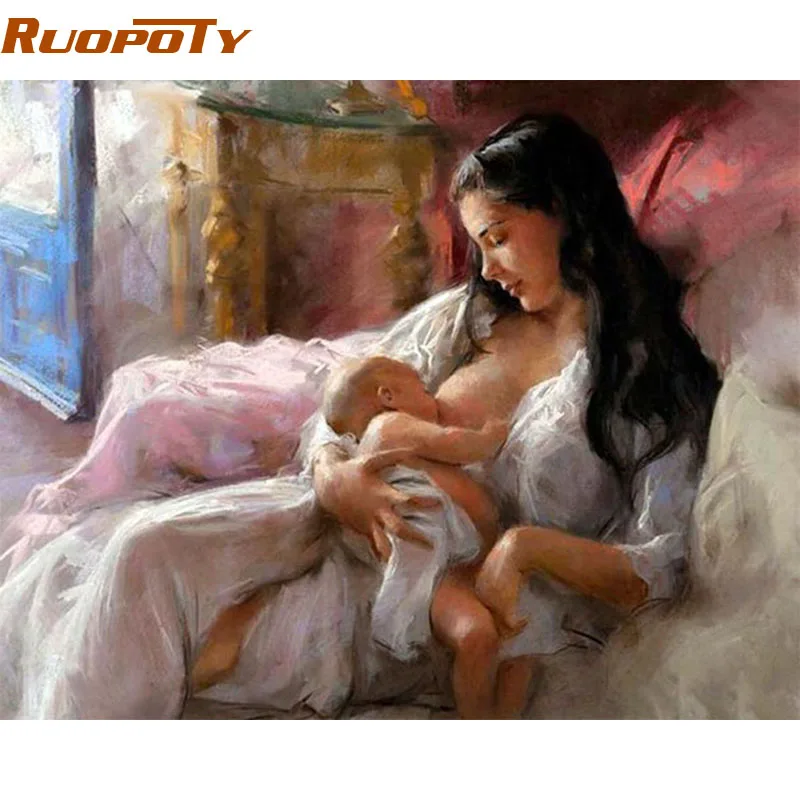 Рамка RUOPOTY Mother Love DIY Краска для рисования по номеру 40х50см винтажный Набор Ручная