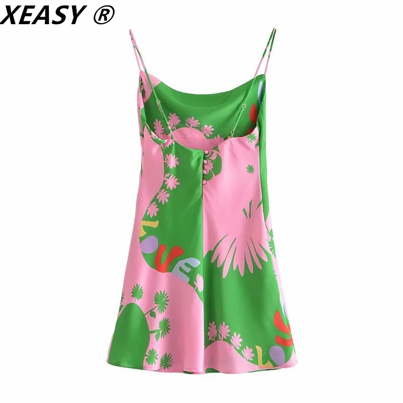 XEASY Za Women 2021 Pink Satin Dress Green Print Backless Summer Dresses Strap Mini Beach Ladies Dresses Vestidos Mujer
XEASY Za Women 2021 Pink Satin Dress Green Print Backless Summer Dresses Strap Mini Beach Ladies Dresses Vestidos Mujer