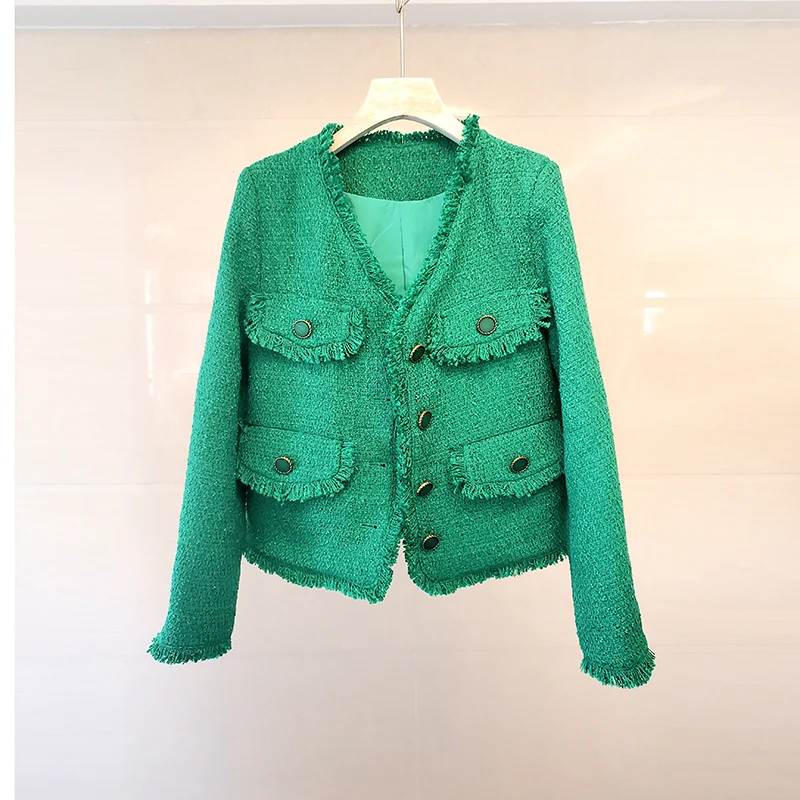 Ladies Green Tweed Jacket Women's Coat Autumn Winter 2021 New Office Lady Temperament Tweed Woolen Tassel Long Sleeve Outerwear
Ladies Green Tweed Jacket Women's Coat Autumn Winter 2021 New Office Lady Temperament Tweed Woolen Tassel Long Sleeve Outerwear