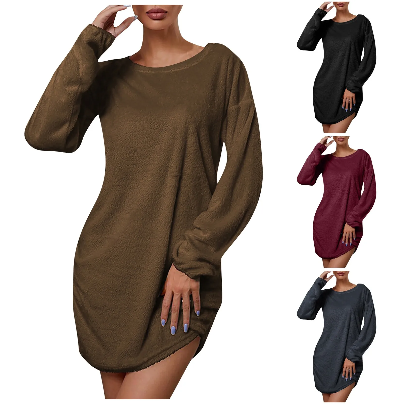 Women's Spring Autumn Solid Color Sweater Dress Thin Sexy Casual Round Neck Fashion Long Sleeve h Pullovers Sweater Dress
Women's Spring Autumn Solid Color Sweater Dress Thin Sexy Casual Round Neck Fashion Long Sleeve h Pullovers Sweater Dress