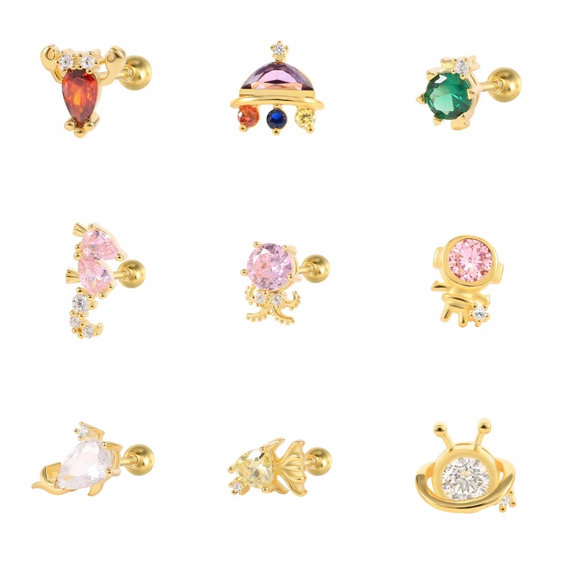 MC Single Ocean Animal Earring For Girls Women 925 Sterling Silver Helix Piercing Ear Stud New Colorful Zircon Pendientes Aretes
MC Single Ocean Animal Earring For Girls Women 925 Sterling Silver Helix Piercing Ear Stud New Colorful Zircon Pendientes Aretes