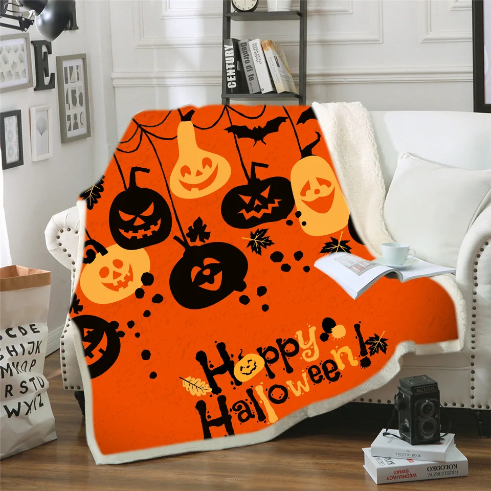 

Halloween element pattern Fleece Blanket 3D full printed Wearable Blanket Adults/kids Fleece Blanket drop shippng style -2