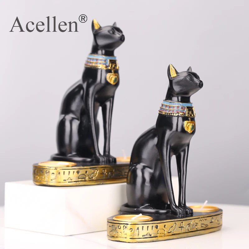 Фото Египетский котик подсвечник полимерная статуэтка украшение винтажная богиня