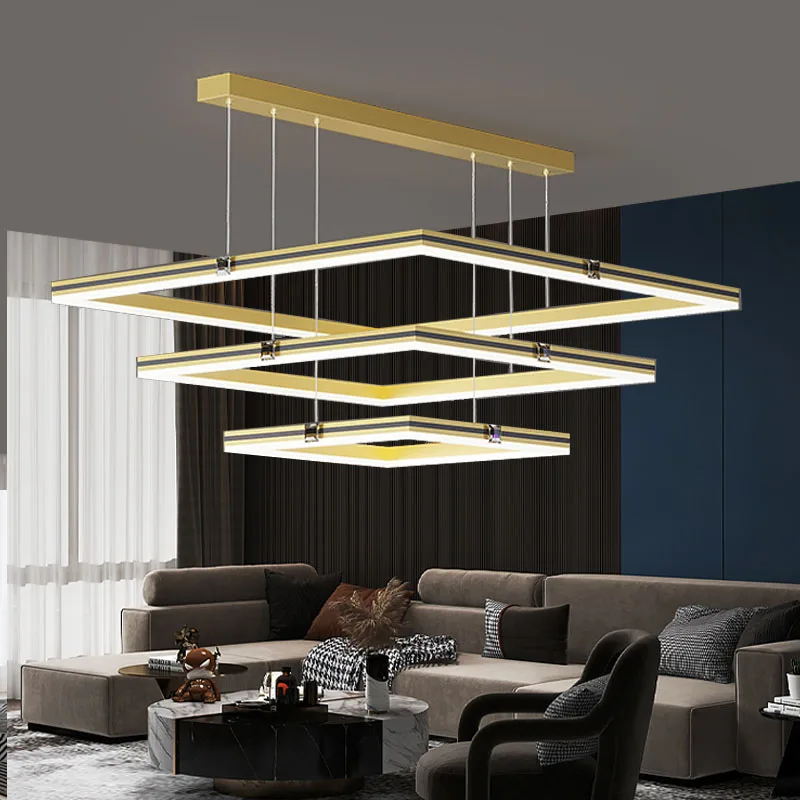 

Современная люстра с квадратными лампами, светодиодный светильник в скандинавском стиле для спальни, гостиной, столовой, ресторана, лофта, ...