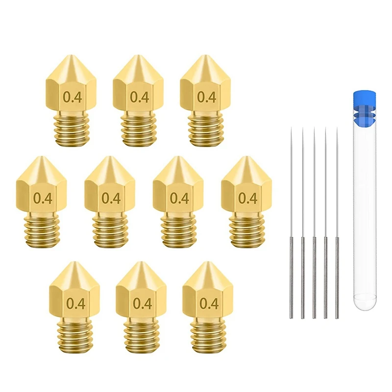 3D Printer Nozzles,0.4 mm/ 1.75 mm Mk8 Nozzles with 5 Cleaning Needles for Makerbot,Creality Cr-10,Ender 3,Ender 3 Pro
3D Printer Nozzles,0.4 mm/ 1.75 mm Mk8 Nozzles with 5 Cleaning Needles for Makerbot,Creality Cr-10,Ender 3,Ender 3 Pro