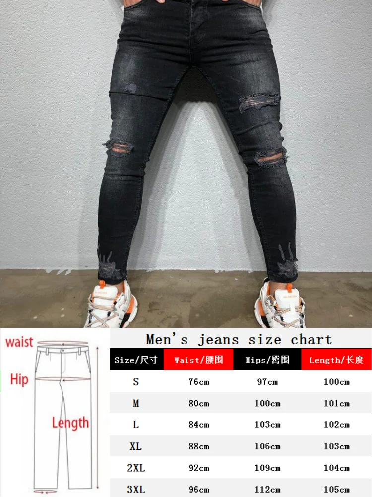 Jeans Ripped Men Skinny Jeans Blue Pencil Pants locomotive Party Casual Trousers Street Clothing 2020 Denim Man Clothin 2020 
Jeans Ripped Men Skinny Jeans Blue Pencil Pants locomotive Party Casual Trousers Street Clothing 2020 Denim Man Clothin 2020