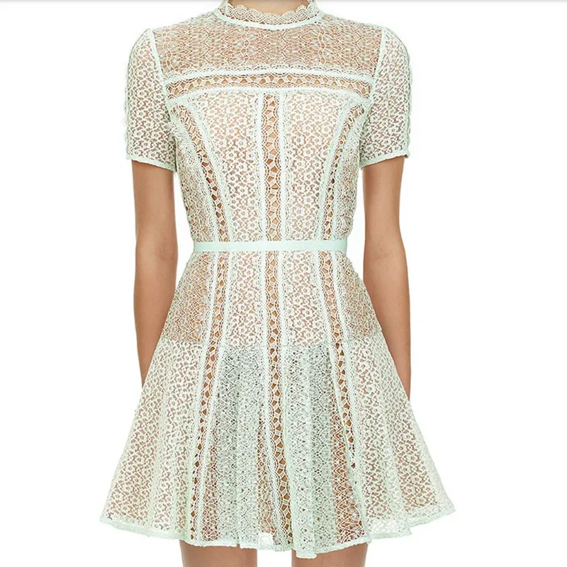 Runway Women self portrait Elegant Short Sleeve Hollow Out Dress Summer Mint Green Lace Dress Female High Waist Sexy Party Dress
Runway Women self portrait Elegant Short Sleeve Hollow Out Dress Summer Mint Green Lace Dress Female High Waist Sexy Party Dress