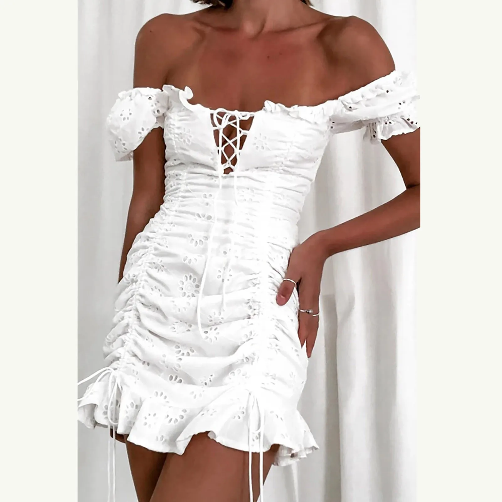 4# Sexy Women Dresses Wrapped Chest Bag Hip Summer Dresses Lace Pleated V-neck Party Summer Clothes Платье 2022 White Dress
4# Sexy Women Dresses Wrapped Chest Bag Hip Summer Dresses Lace Pleated V-neck Party Summer Clothes Платье 2022 White Dress